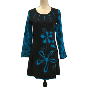 Flower design dress with sleeves