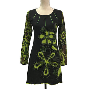 Flower design dress with sleeves