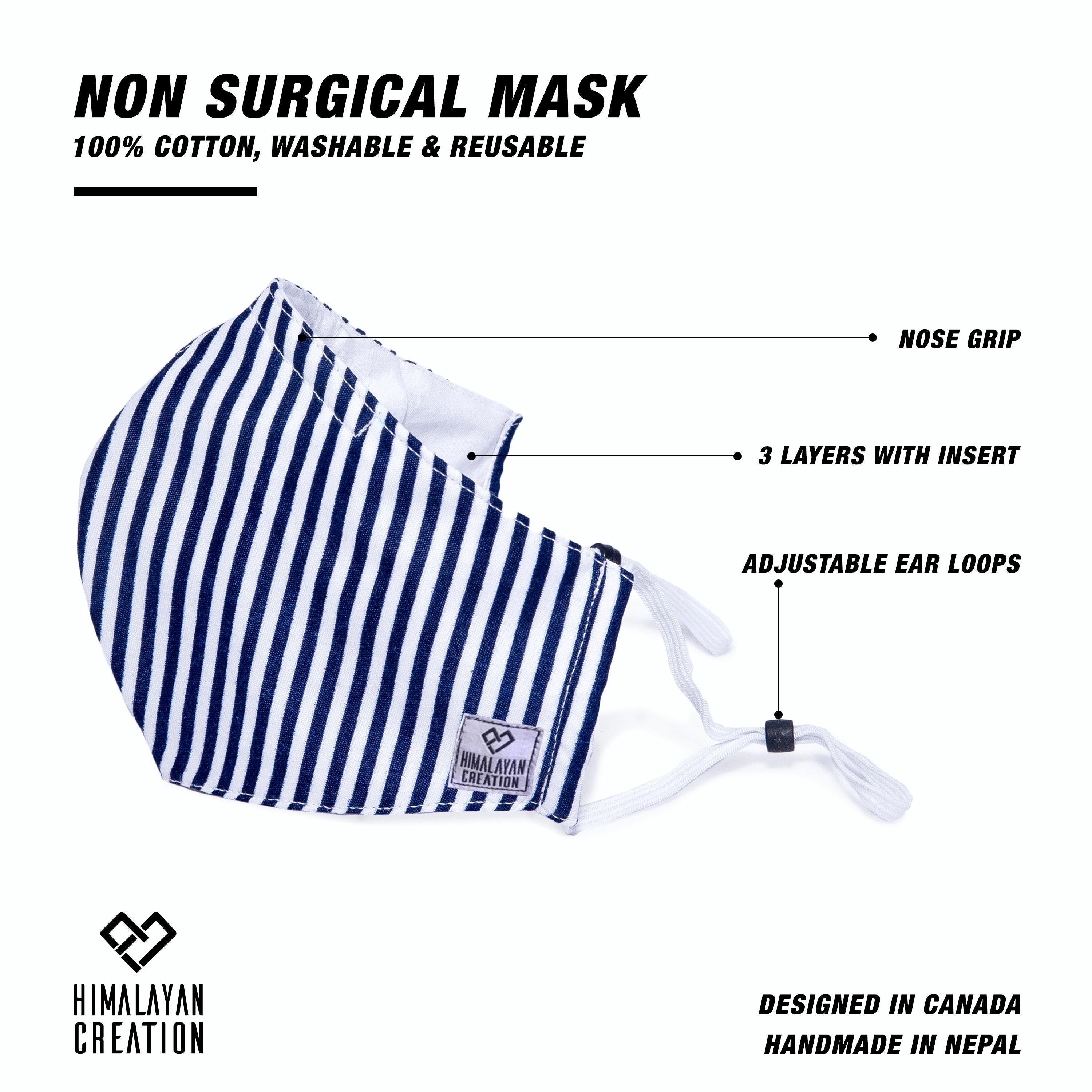 Stripe Pattern Cotton Mask