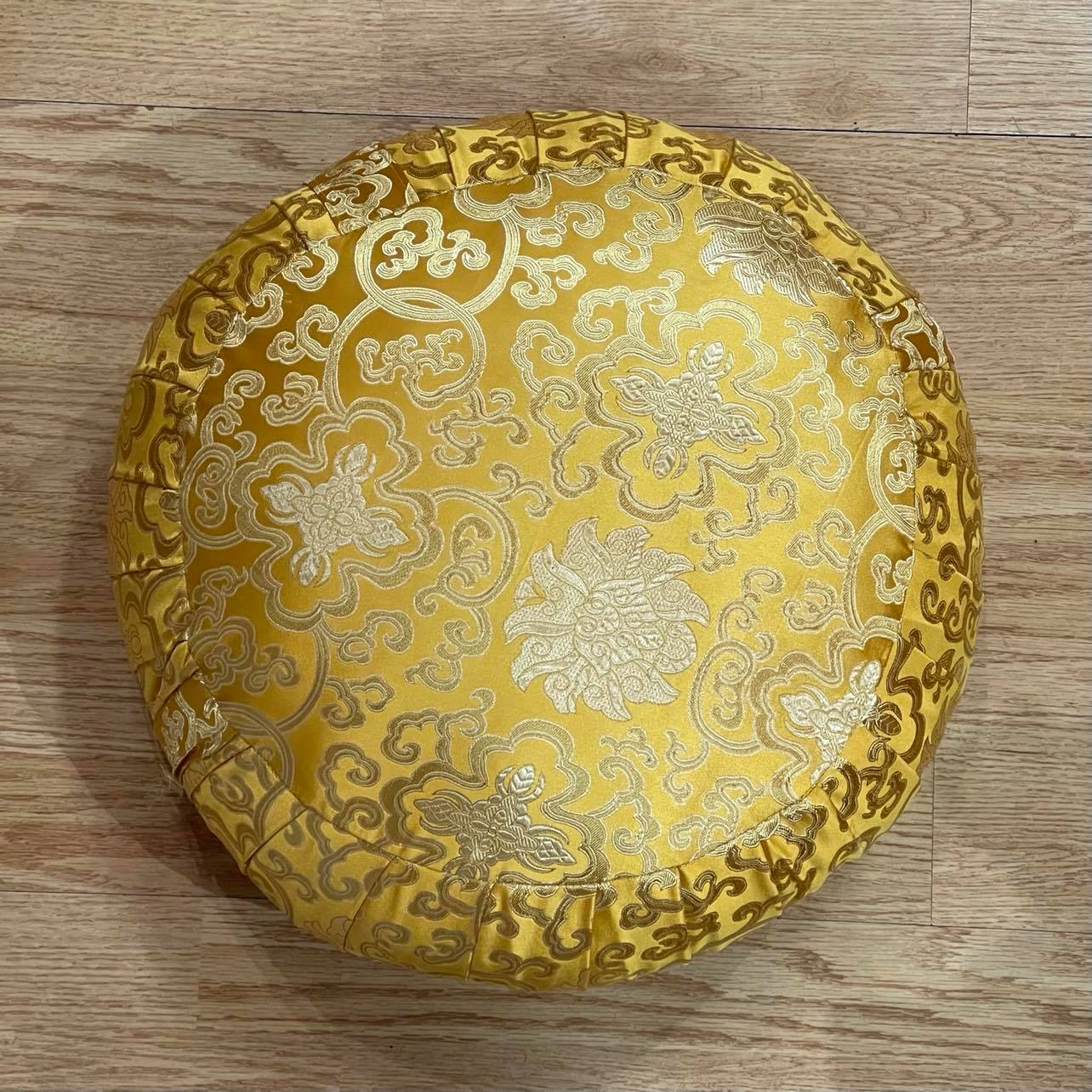 Zafu  meditation cushion in gold & yellow